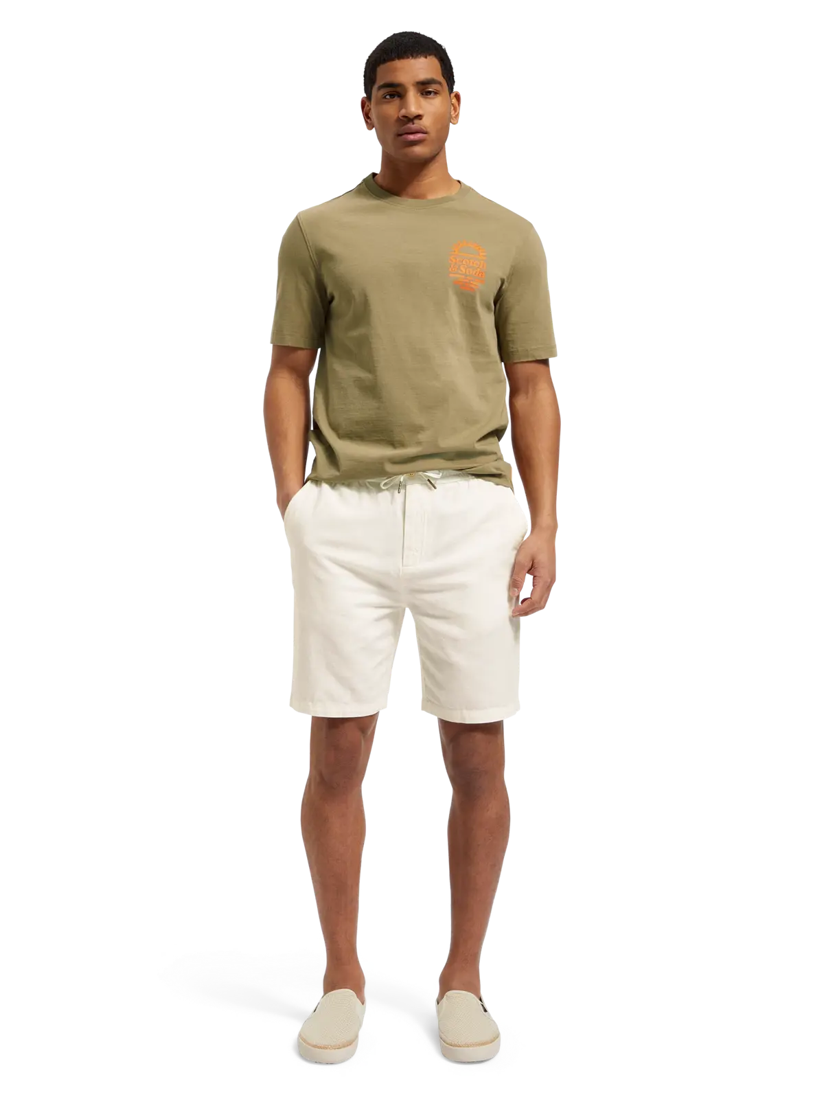 Fave- Cotton/Linen Twill Bermuda - Shell