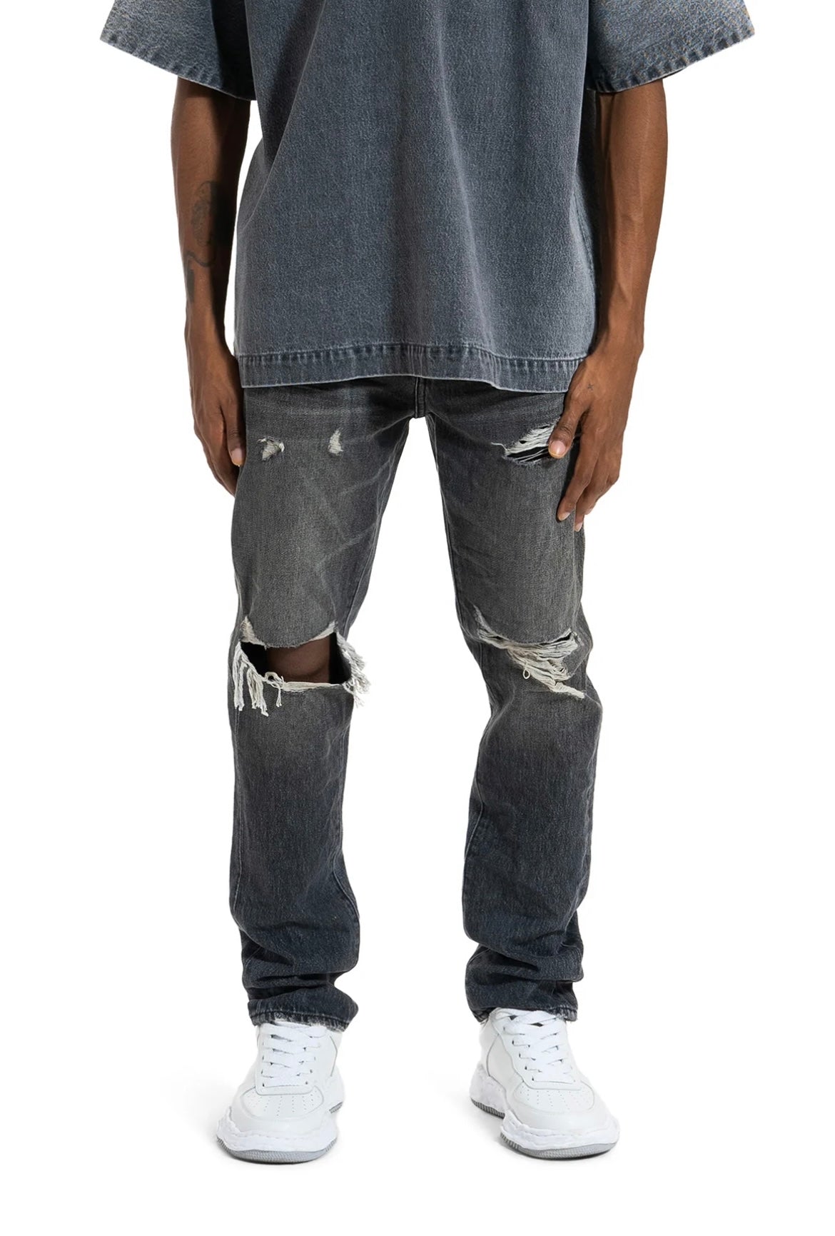 Mid Rise With Straight Leg - Washed Grey