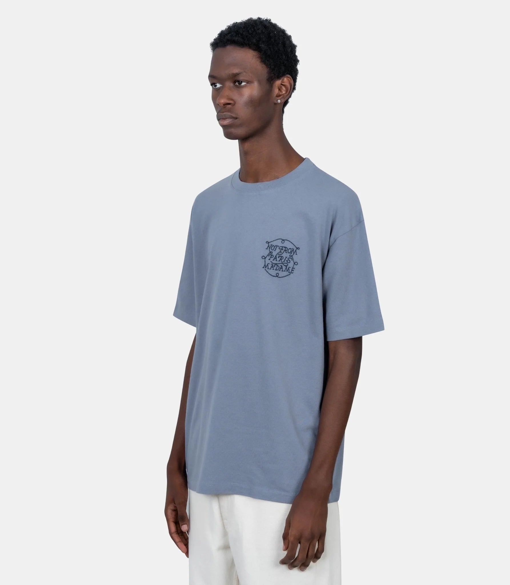 Slogan tresses t shirt - SLATE BLUE