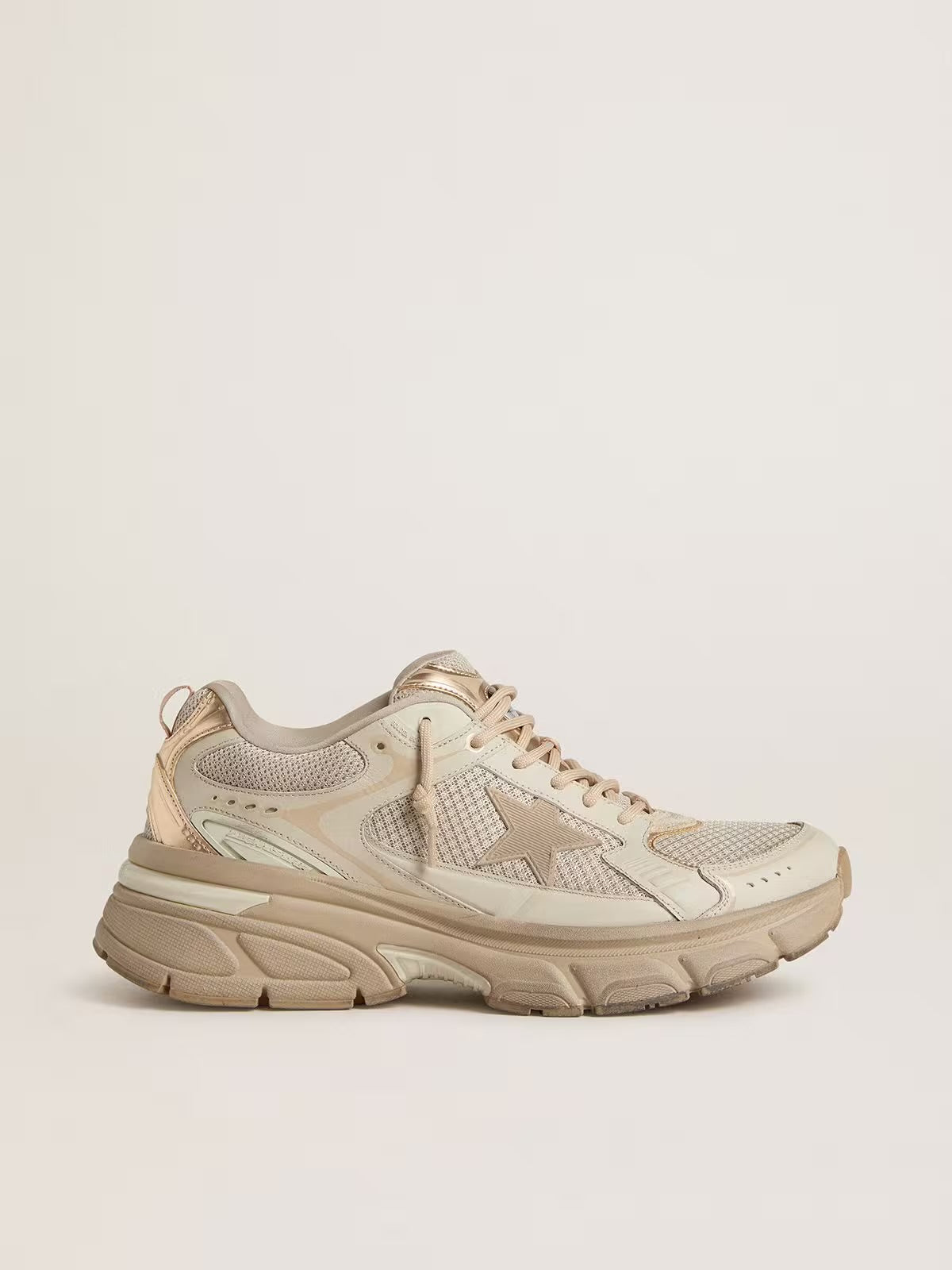 Lightstar in dove-gray leather and mesh with beige TPU star