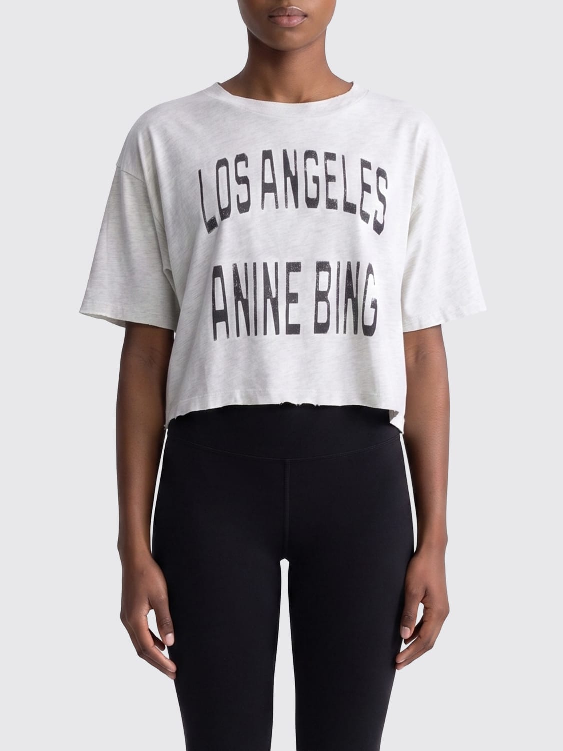 Crop Cotton T-shirts with Logo Anine Bing