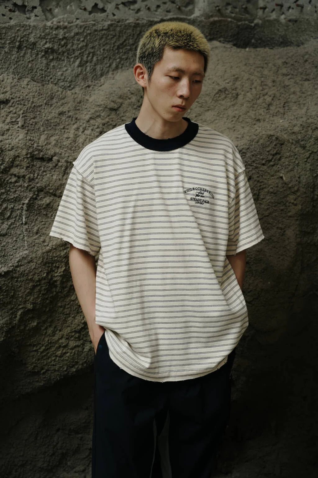 LAPIVIMA STRIPED T-SHIRT - WHITE/NAVY