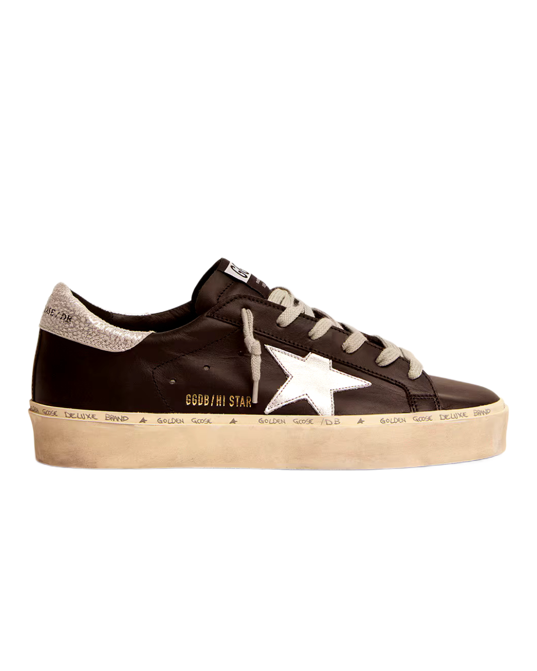 Women'S Hi Star In Black Leather With Silver Laminated Leather Star