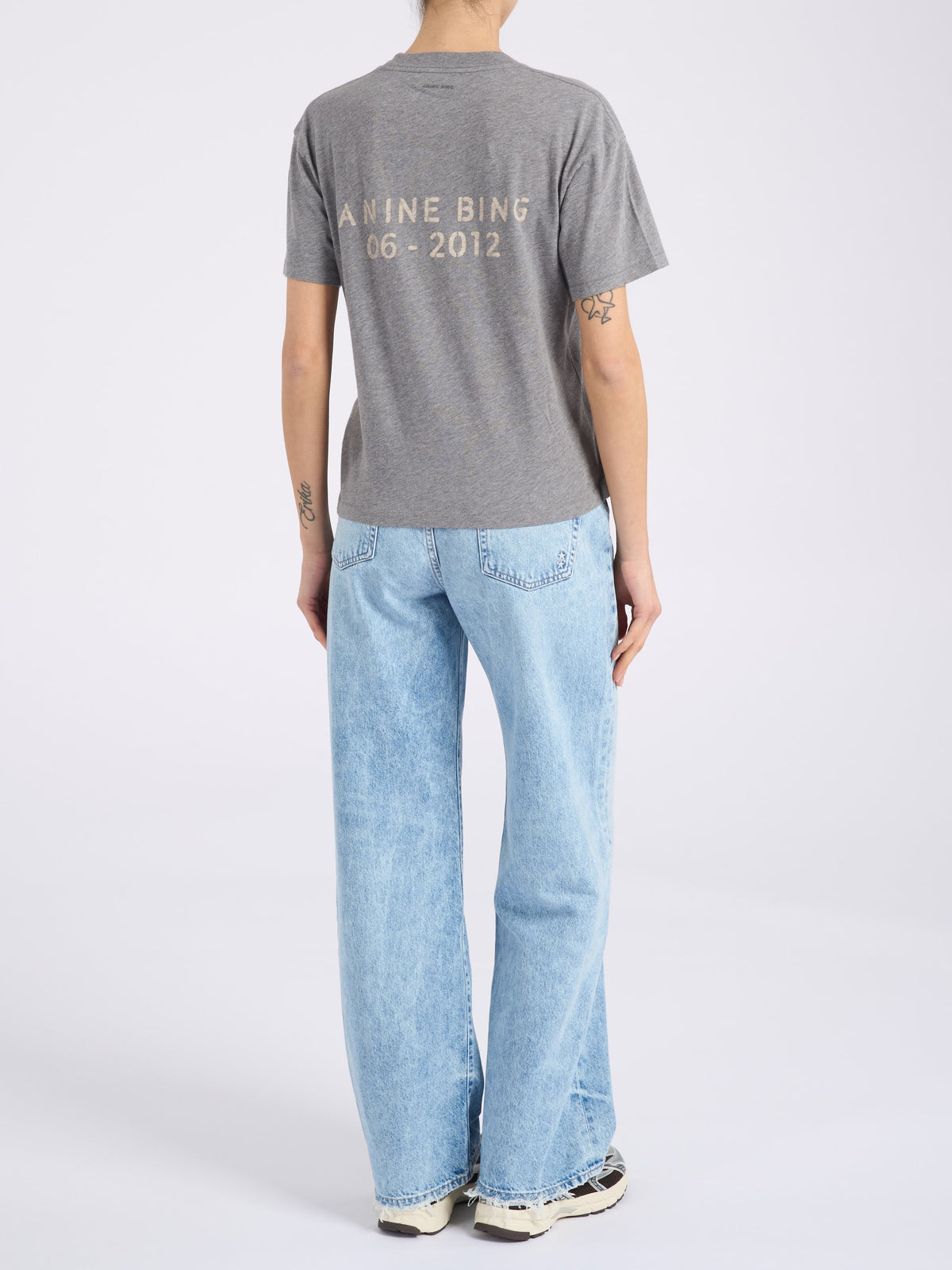 Anine Bing Gray Cotton T-Shirt