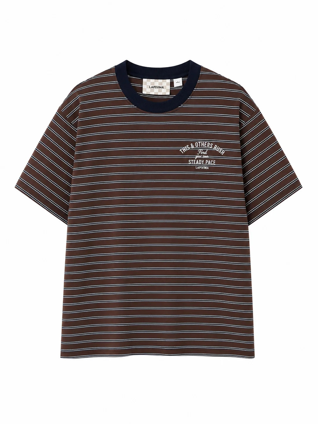 LAPIVIMA STRIPED LOGO T-SHIRT - BROWN