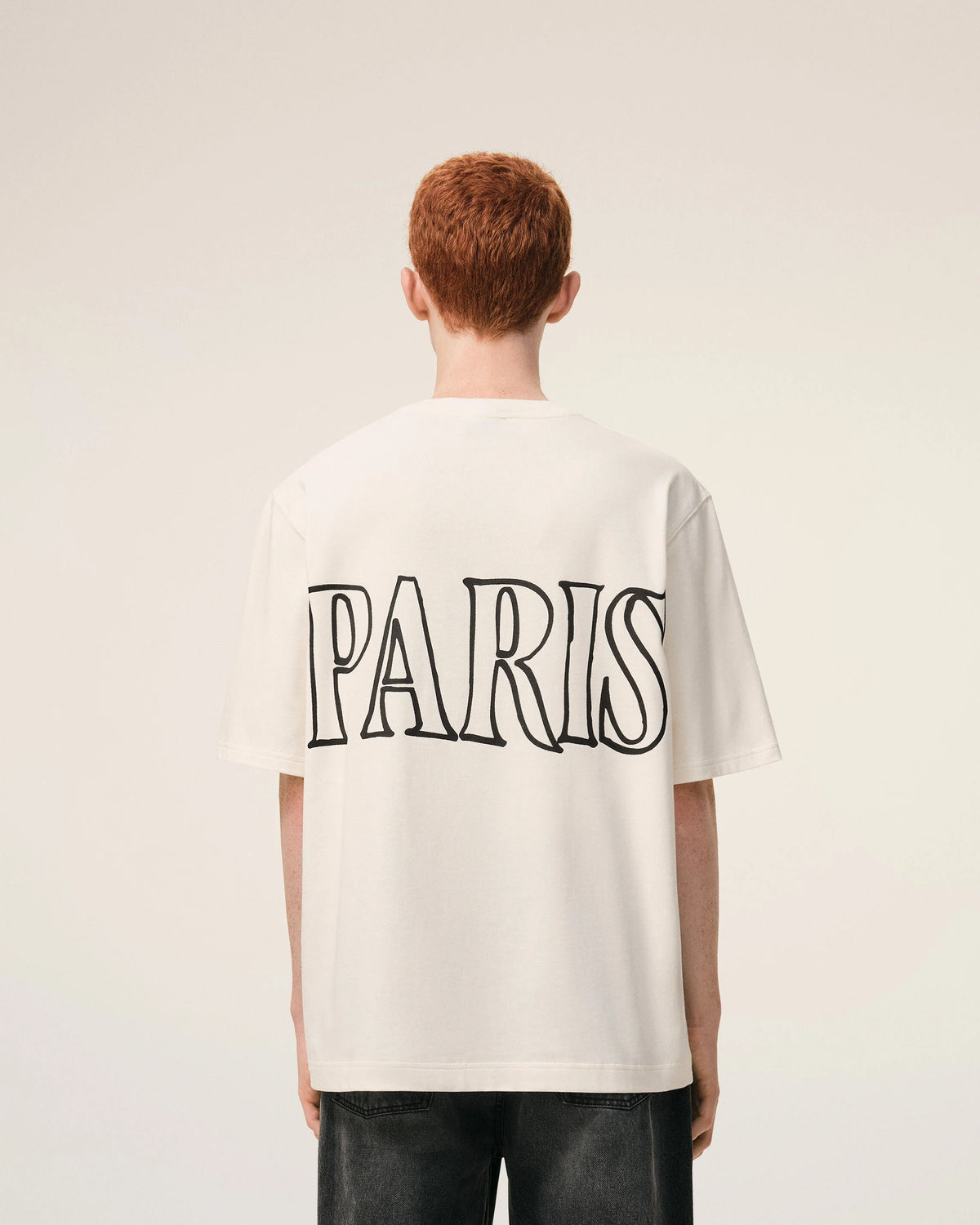 WHITE COTTON AMI PARIS PRINT T-SHIRT