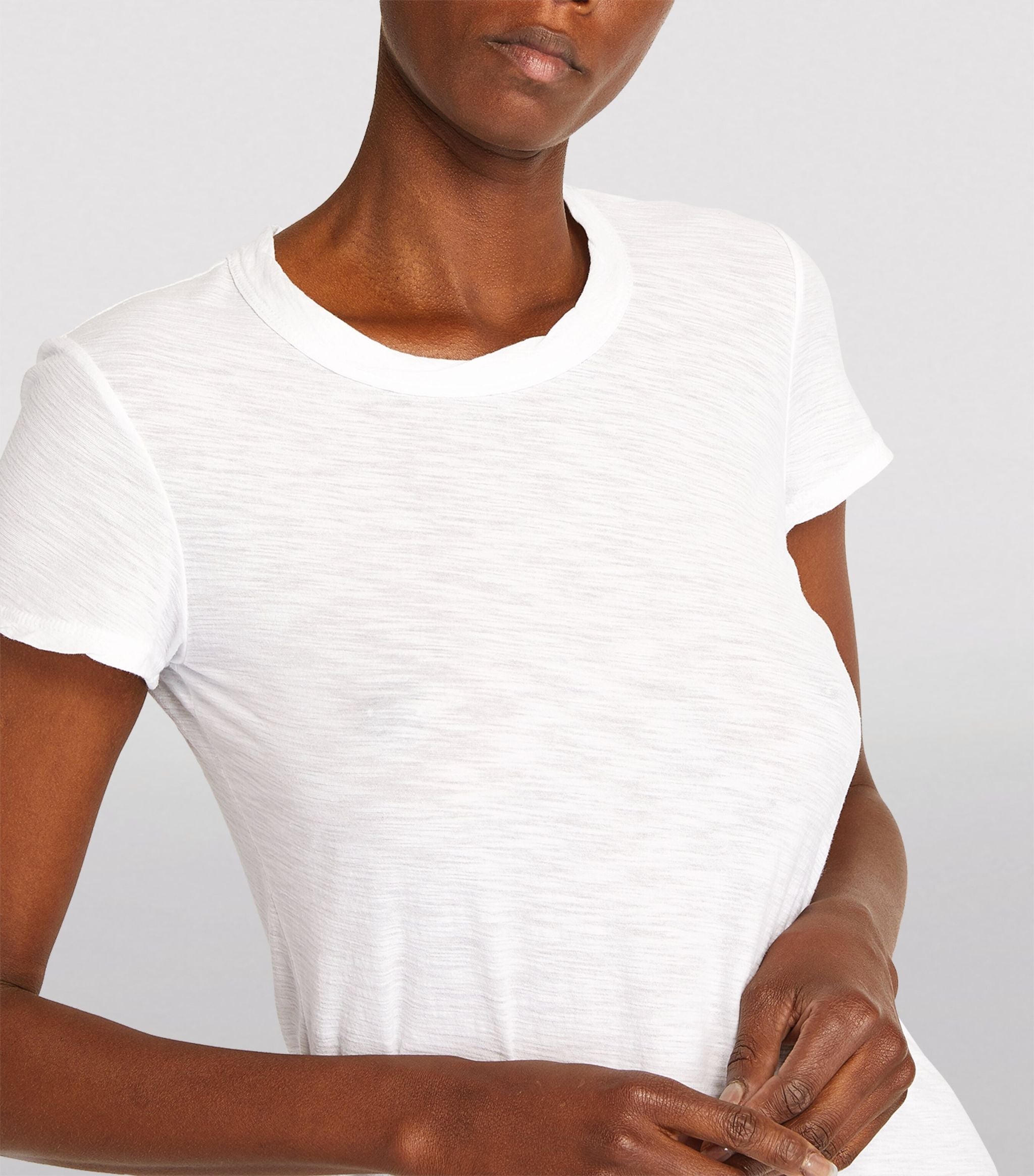 Sheer Slub Crew Neck Tee - White