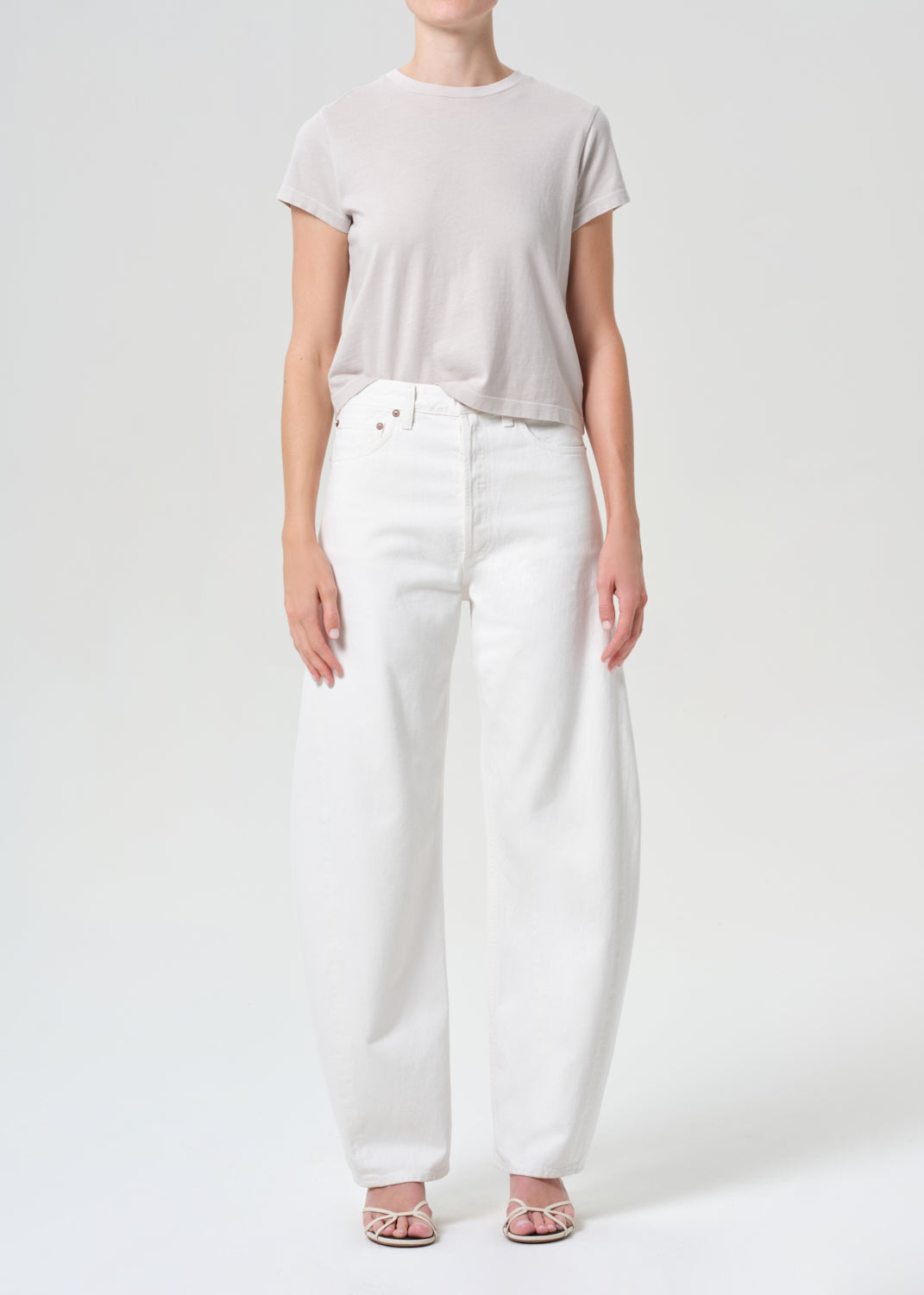 LUNA HIGH RISE PIECED TAPER
IN CHALK WHITE