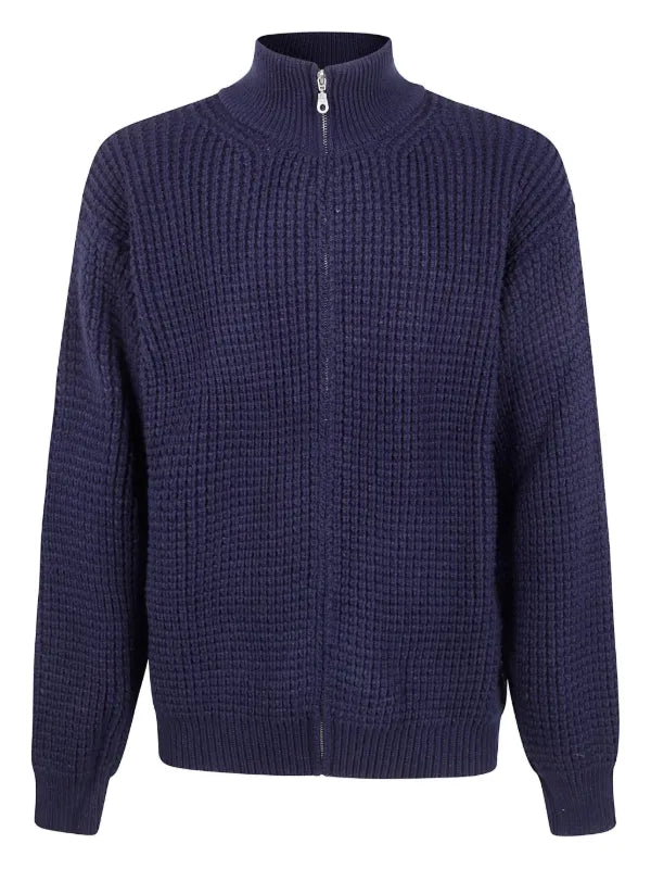 Family First zip-up mock-neck cardigan