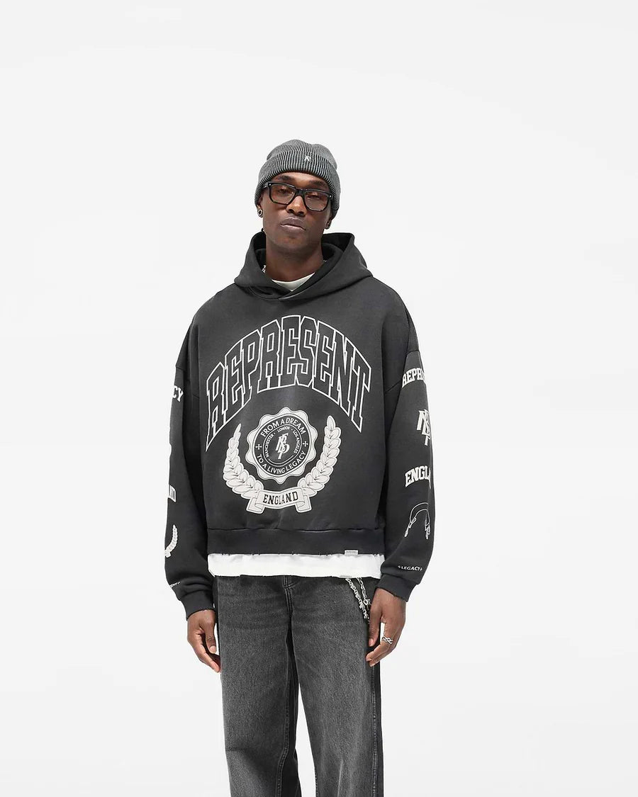 EPRESENT LEGACY CREST HOODIE STAINED BLACK