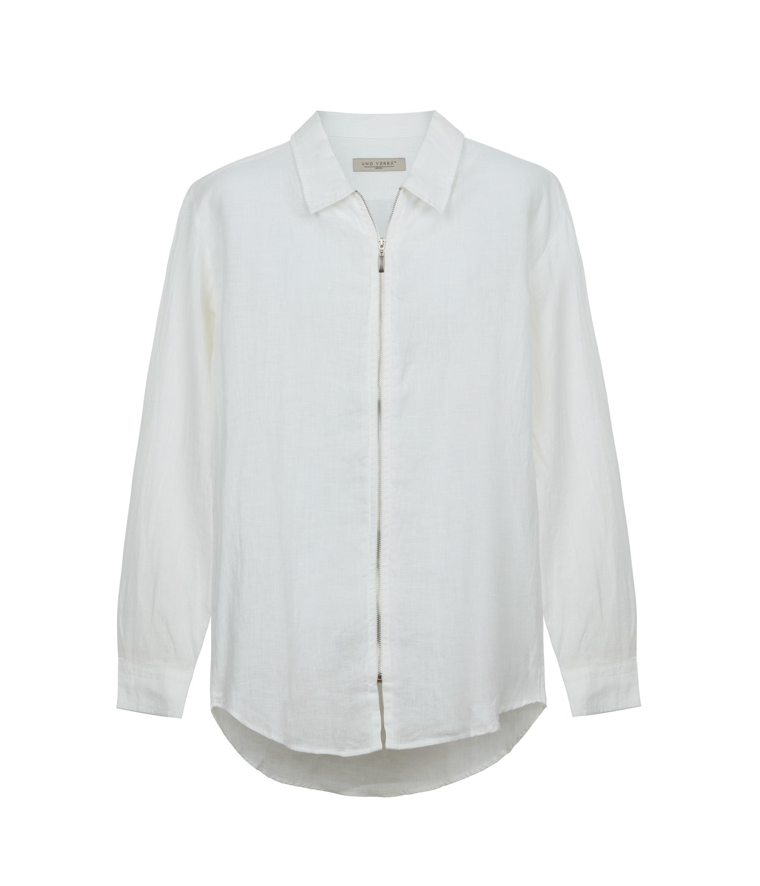 Zipper 100% Linen White