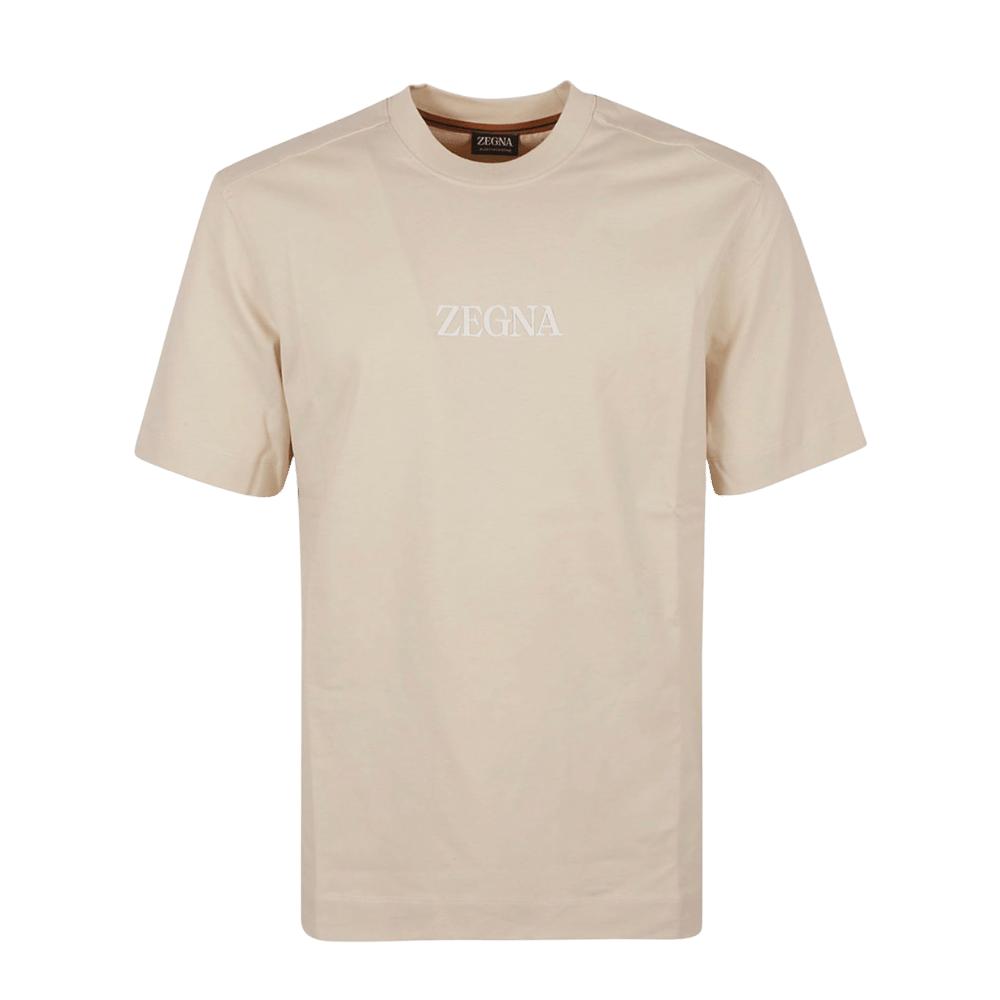 Jersey Logo Print T Shirt - Beige
