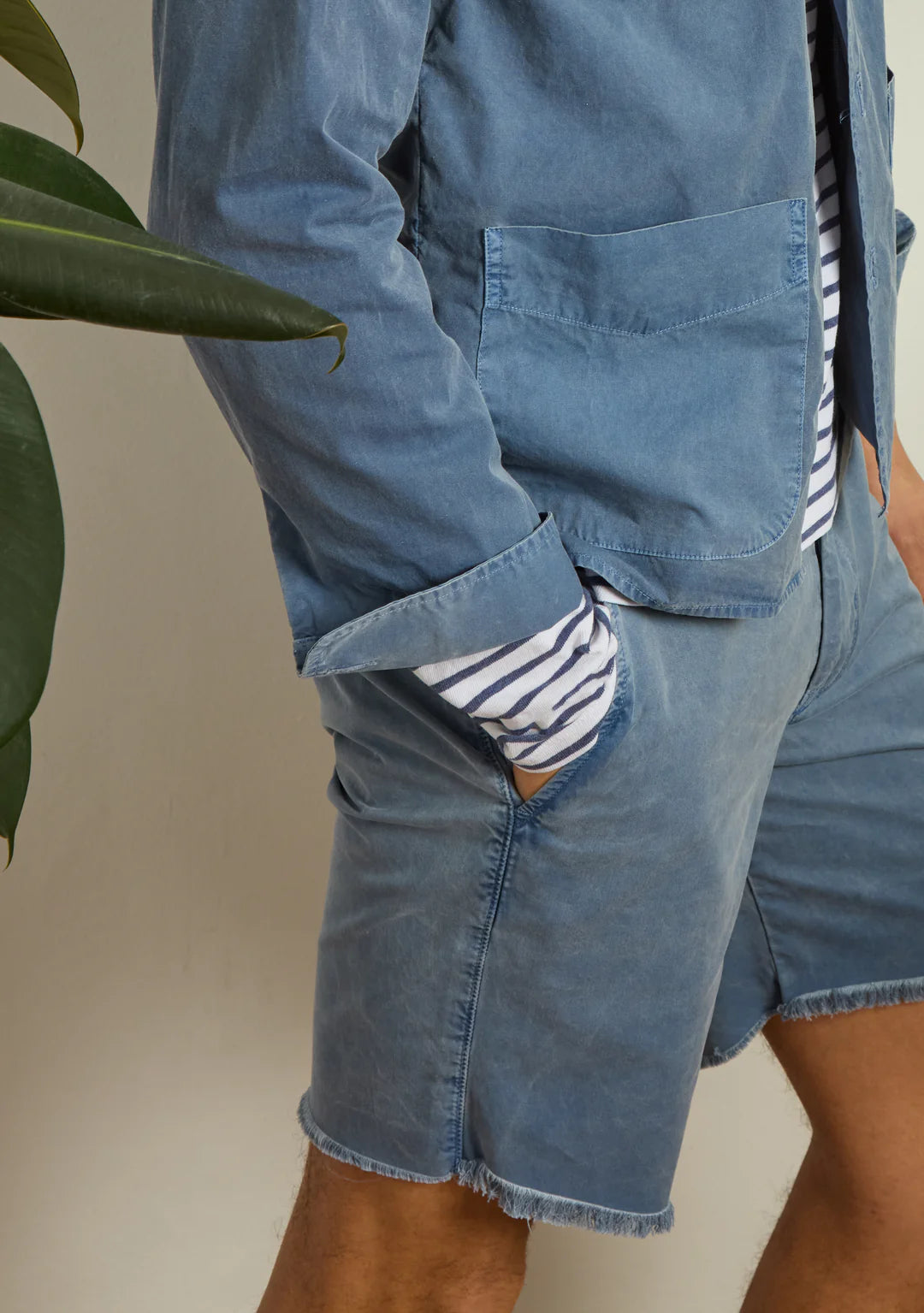 Cut Off Button Fly Short - Union Blue