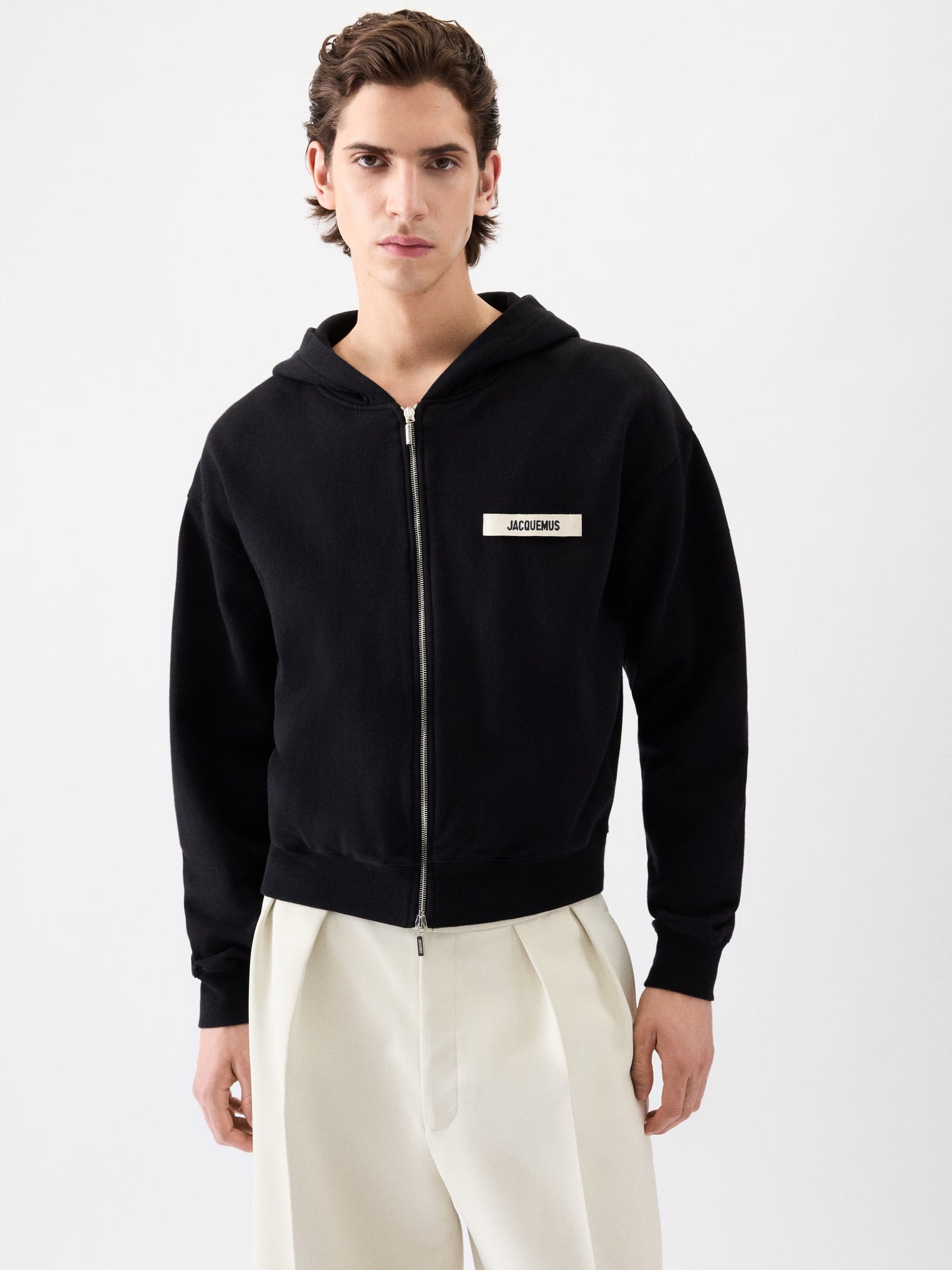 Le hoodie zip gros - black