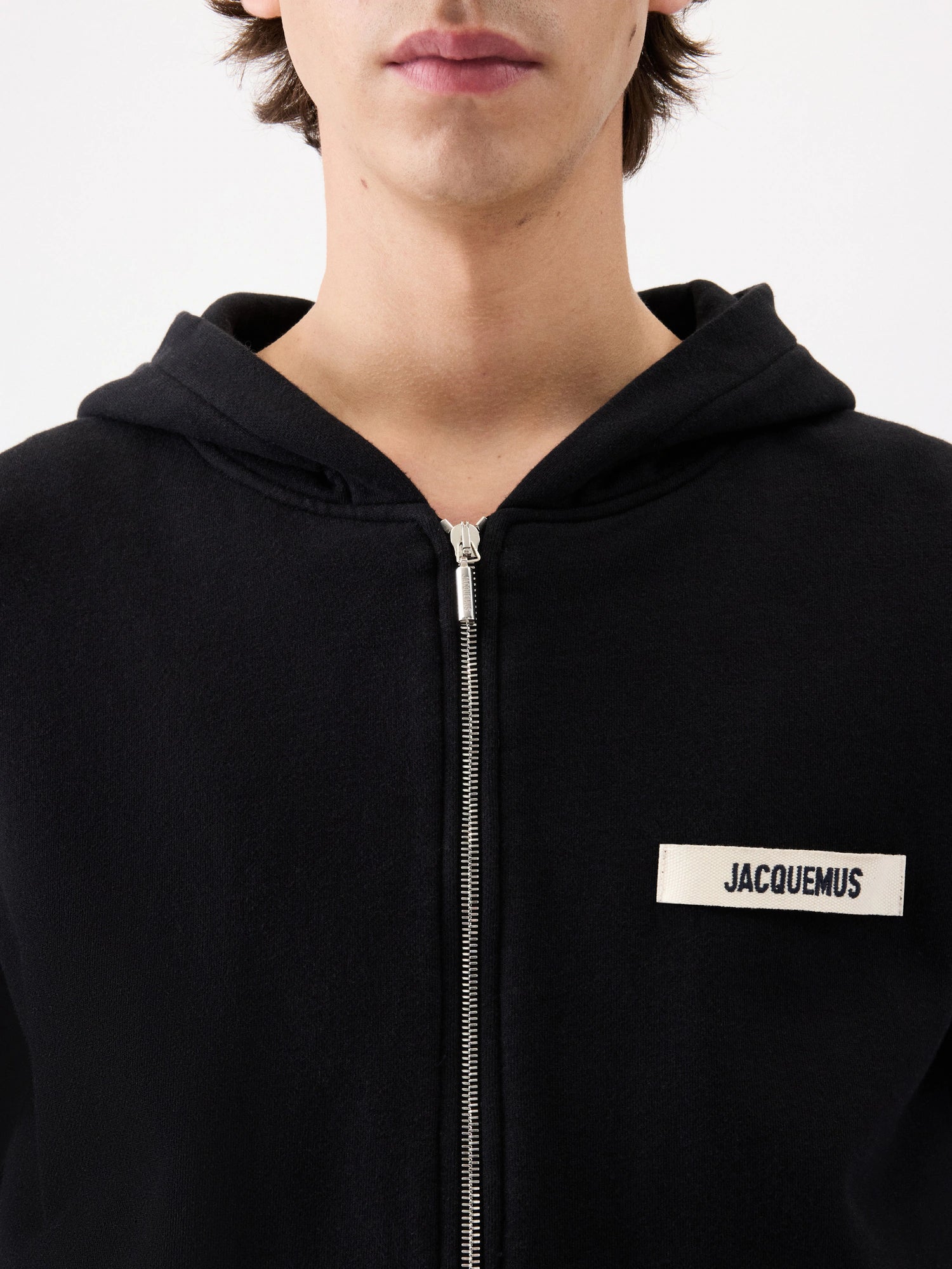 Le hoodie zip gros - black