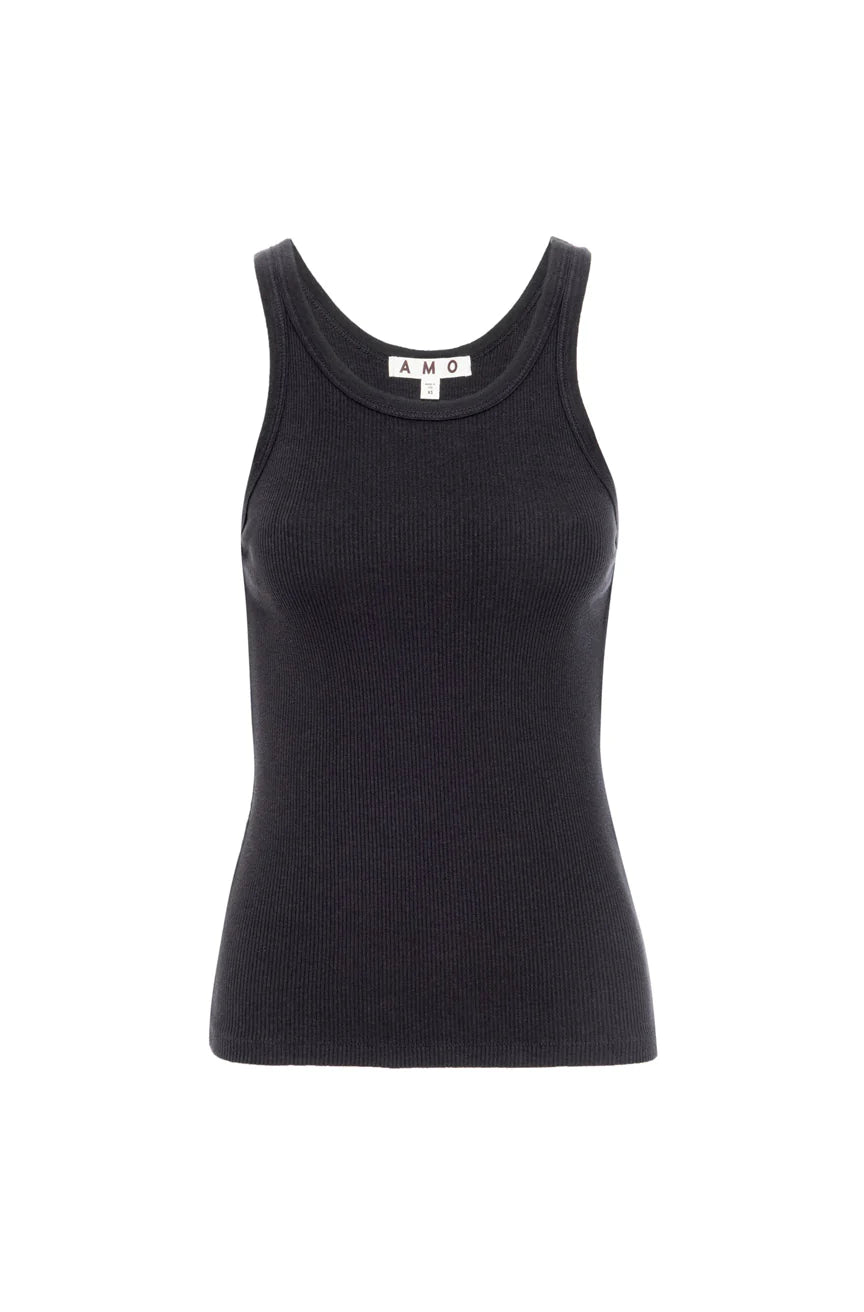 Long Vintage Black Rib Tank