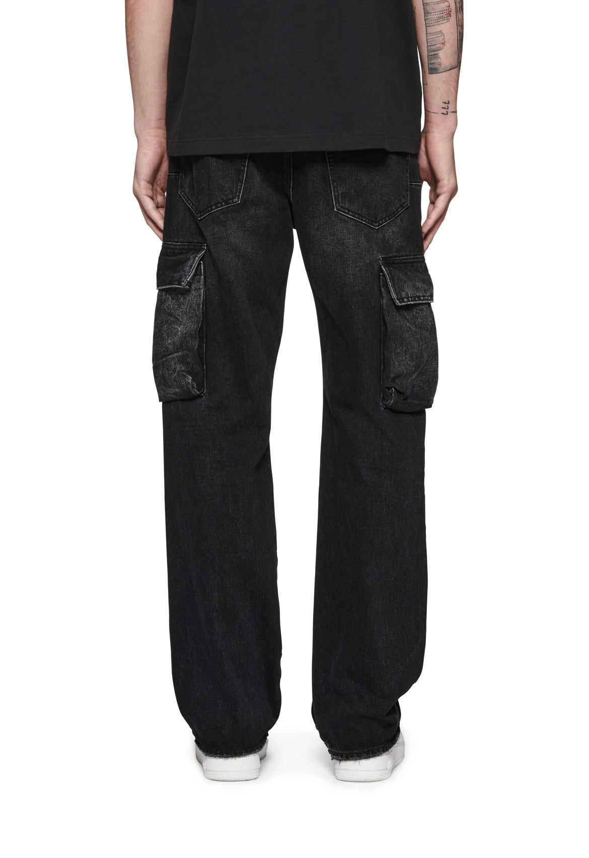Mid Rise With Straight Leg Cargo Jeans - Black