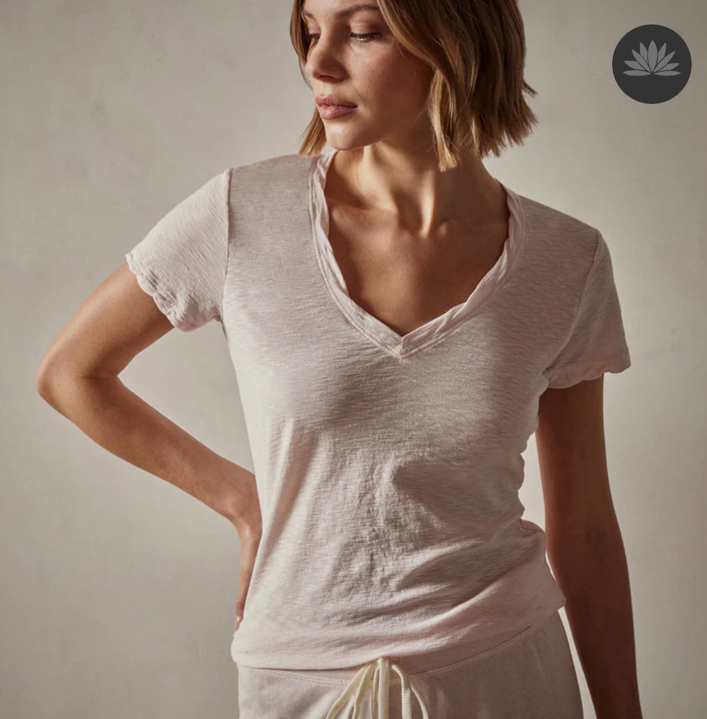 Sheer Slub Casual V Neck