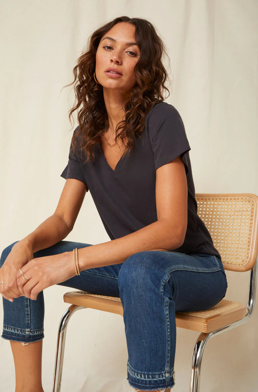 Vintage Black V-Neck Tee