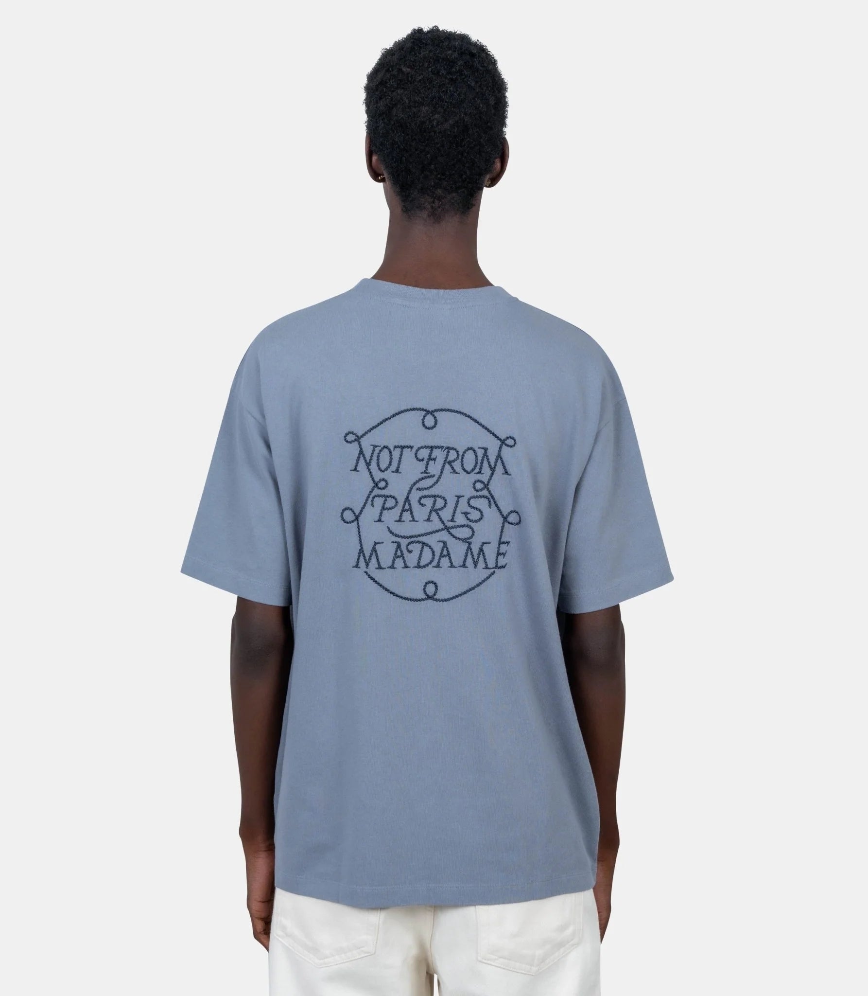 Slogan tresses t shirt - SLATE BLUE