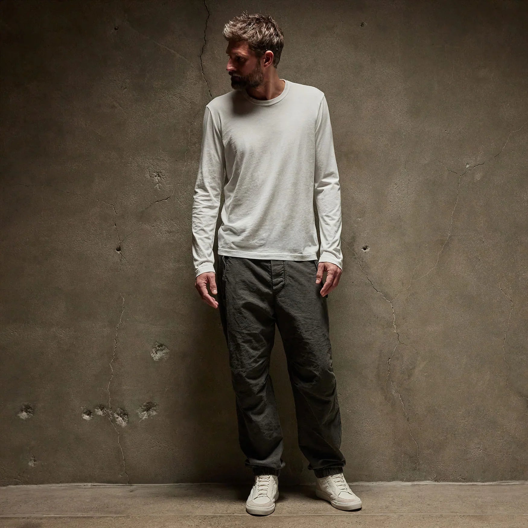 Long Sleeve Crew Neck T Shirt In White
