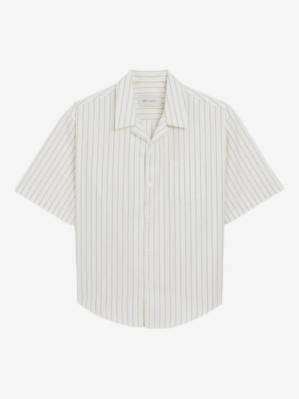 striped-pattern revere-collar shirt
