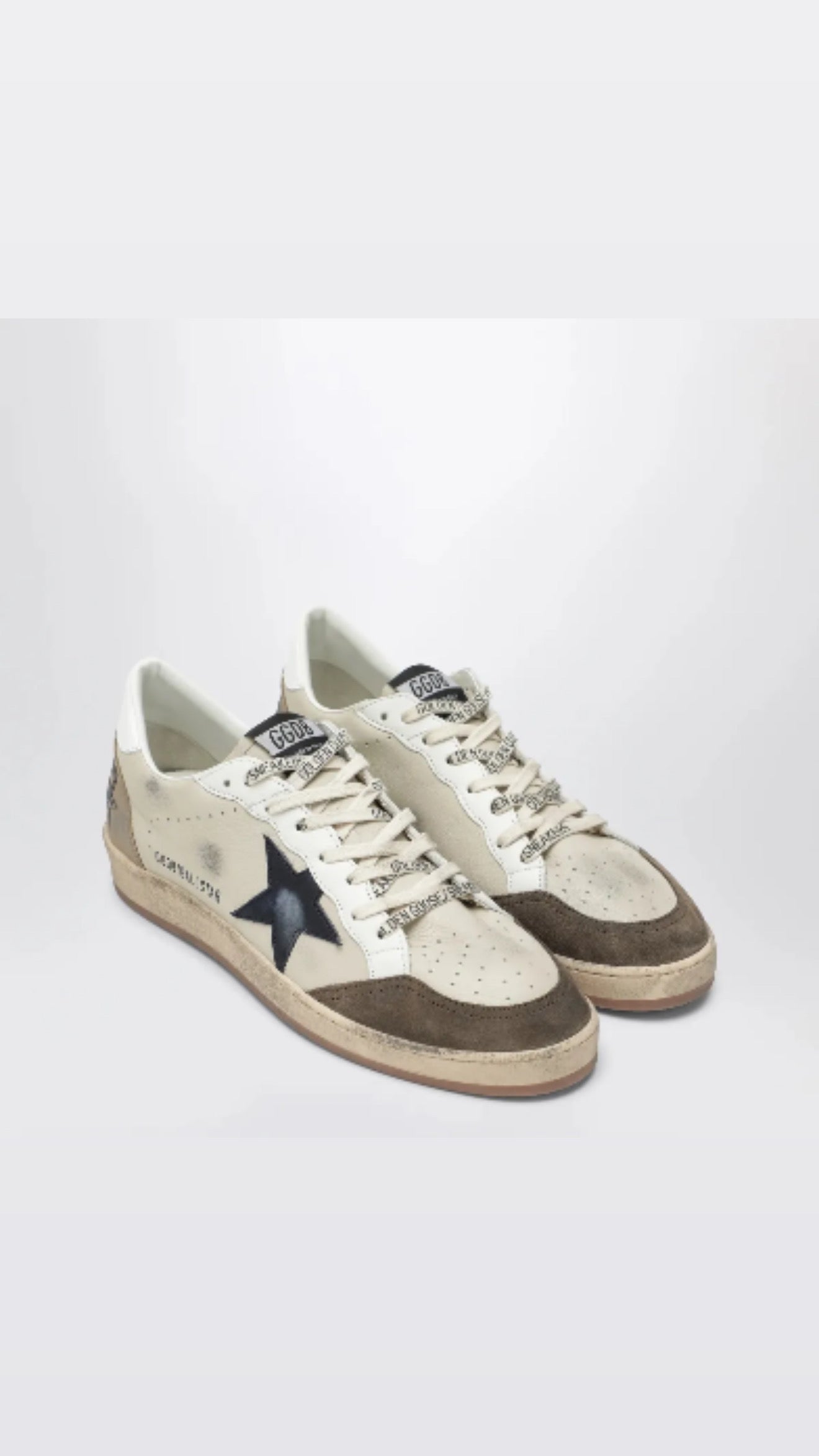 GOLDEN GOOSE BALLSTAR LEATHER AND SUEDE SNEAKERS IN CREAM, WHITE, LIGHT GREY AND MARBLE