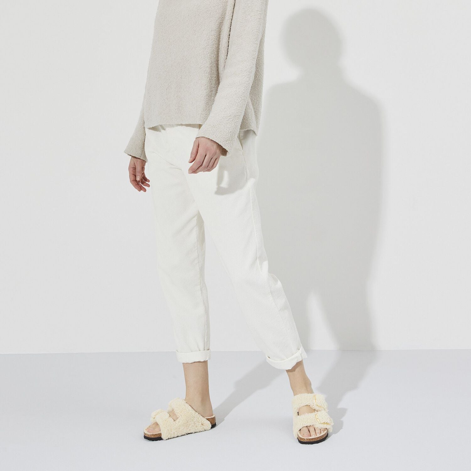 Arizona Big Buckle Shearling Teddy Eggshell