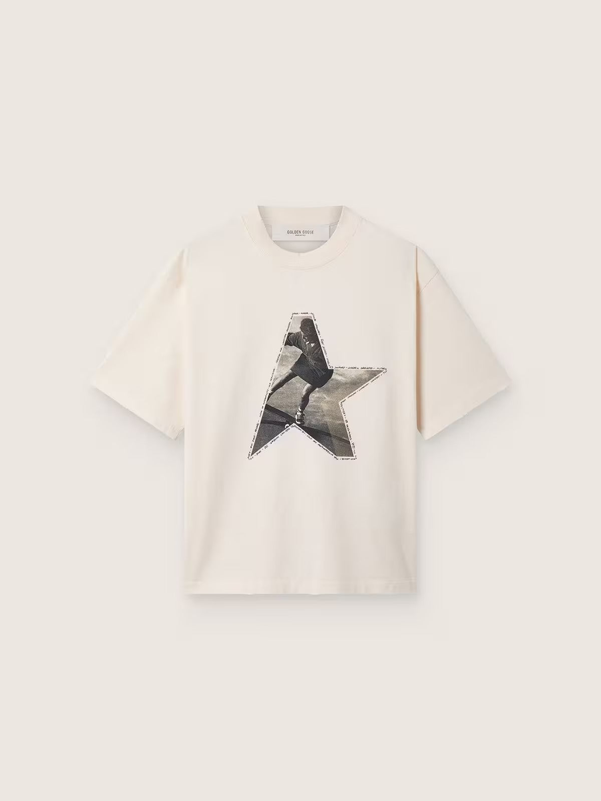 Women’s T-shirt in white cotton jersey with star print