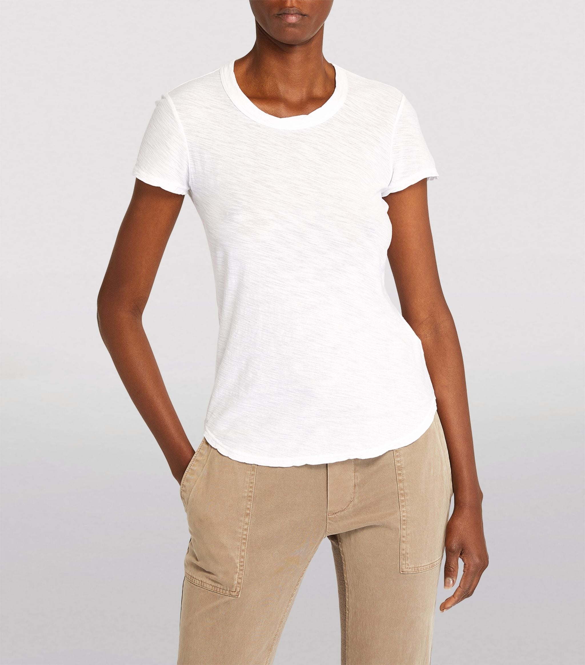 Sheer Slub Crew Neck Tee - White