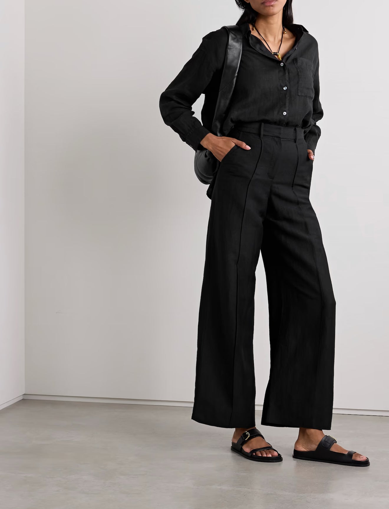 Linen oversized shirt - black