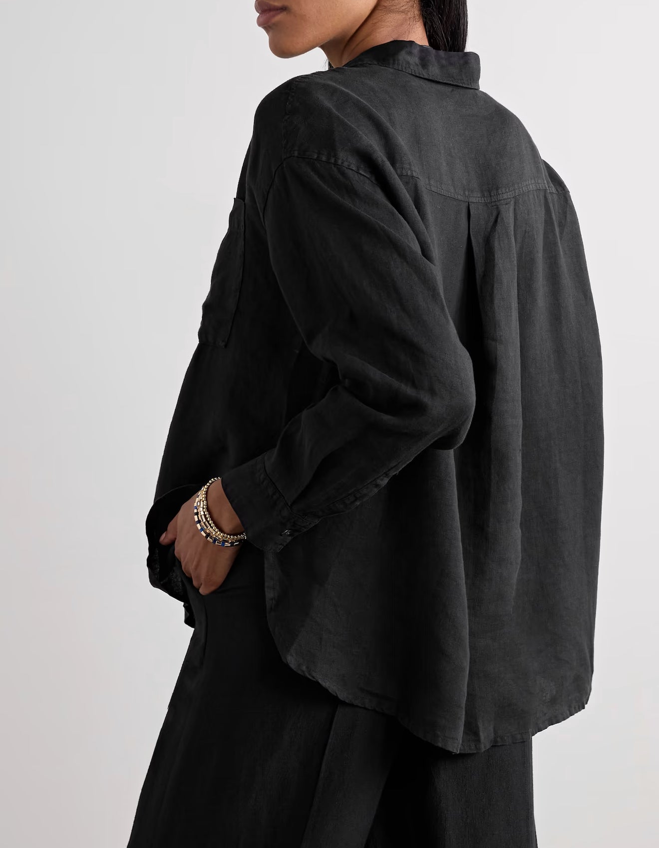 Linen oversized shirt - black