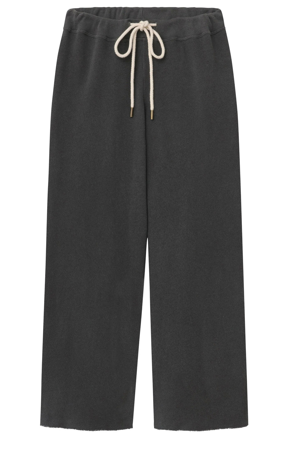 The Wide Leg Cropped Sweatpant - Washed Black