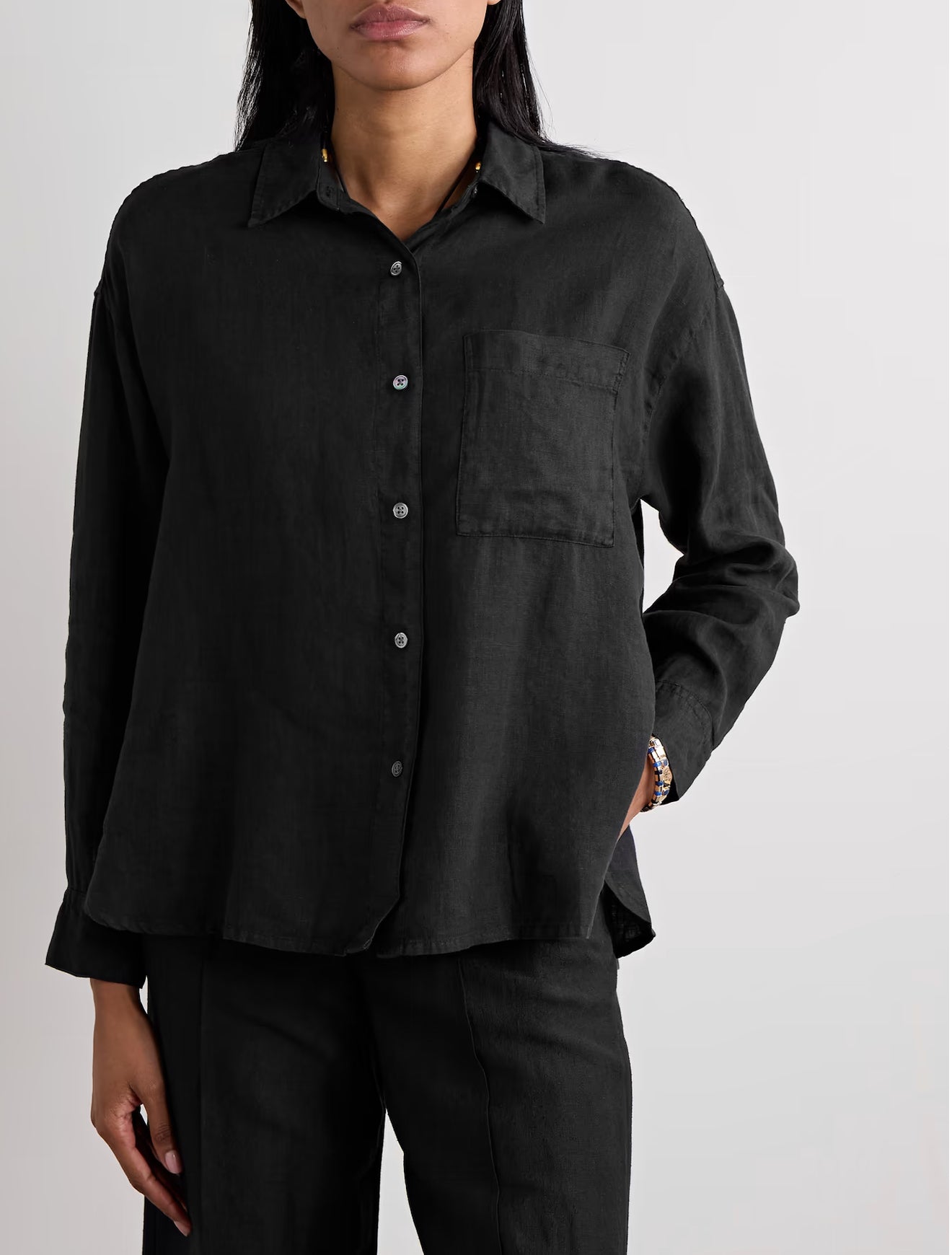 Linen oversized shirt - black