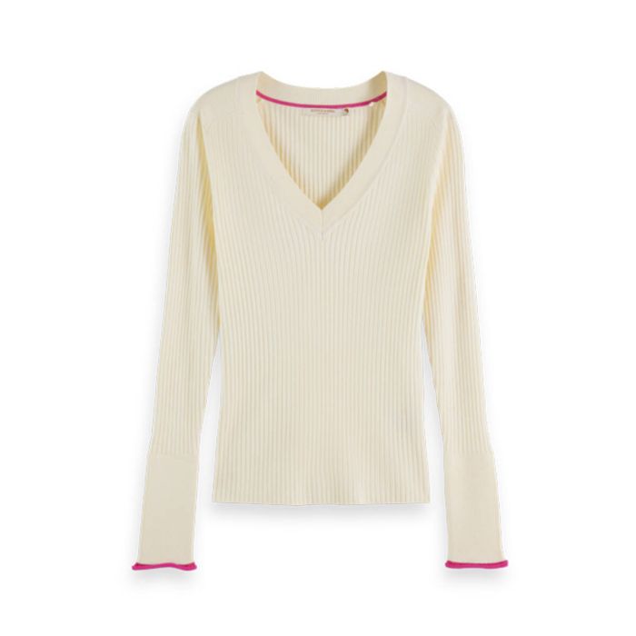 V Neck Sweater - Cream