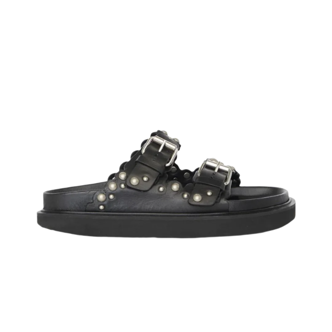 Lennya Flat Sandals In Studded Leather