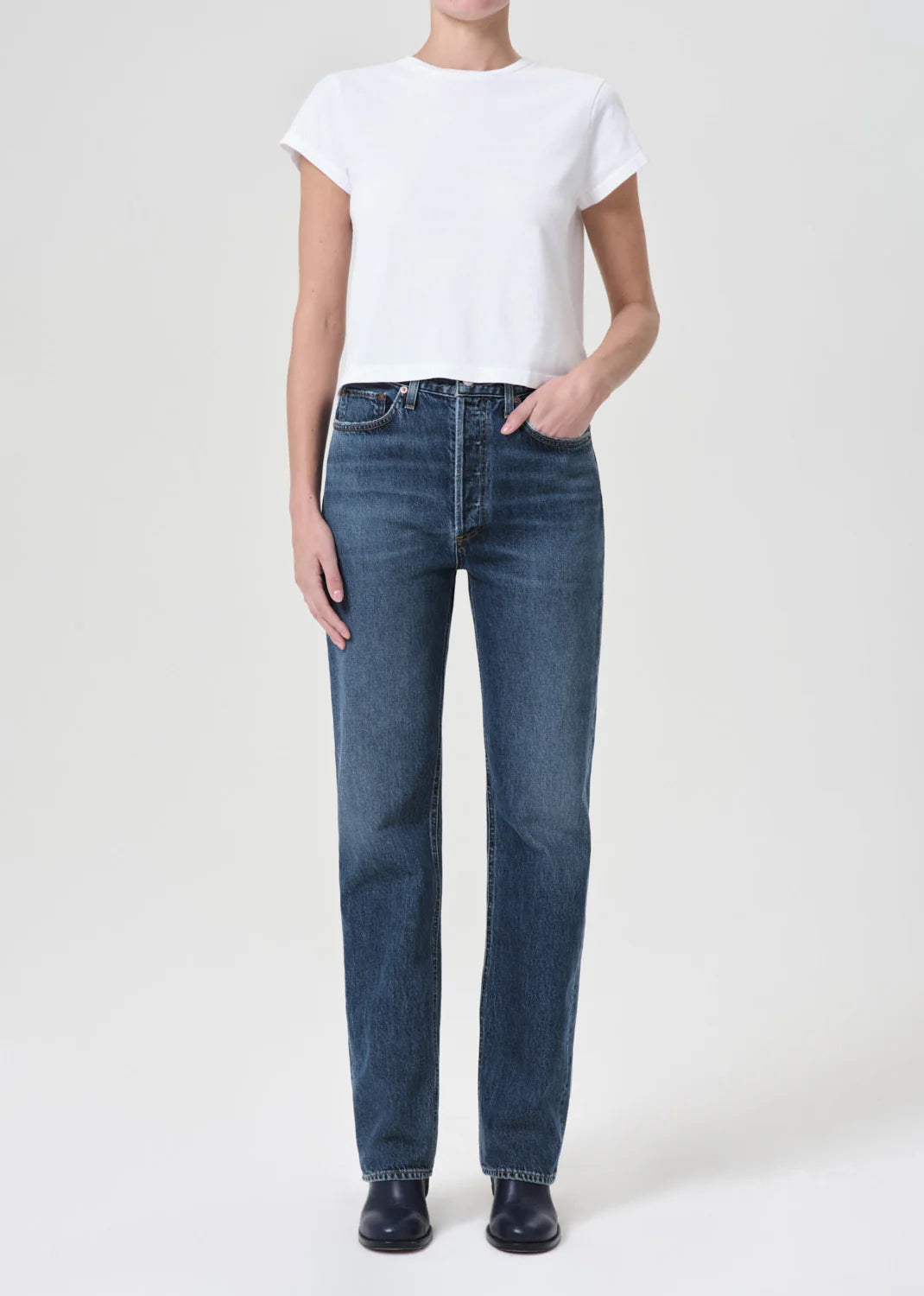 90’s pinch waist high rise straight long