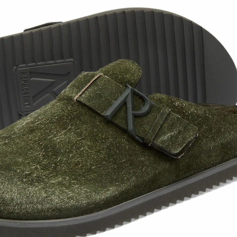 Men'S Initial Mule - Fleck Hairy Suede In Olive