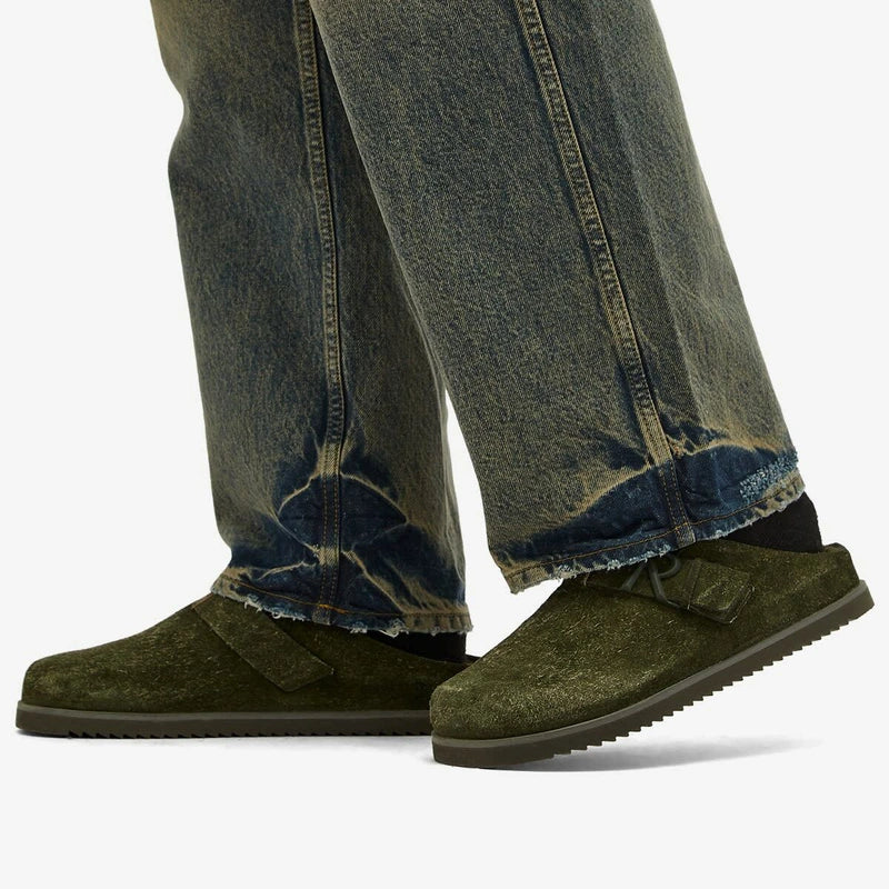 Men'S Initial Mule - Fleck Hairy Suede In Olive