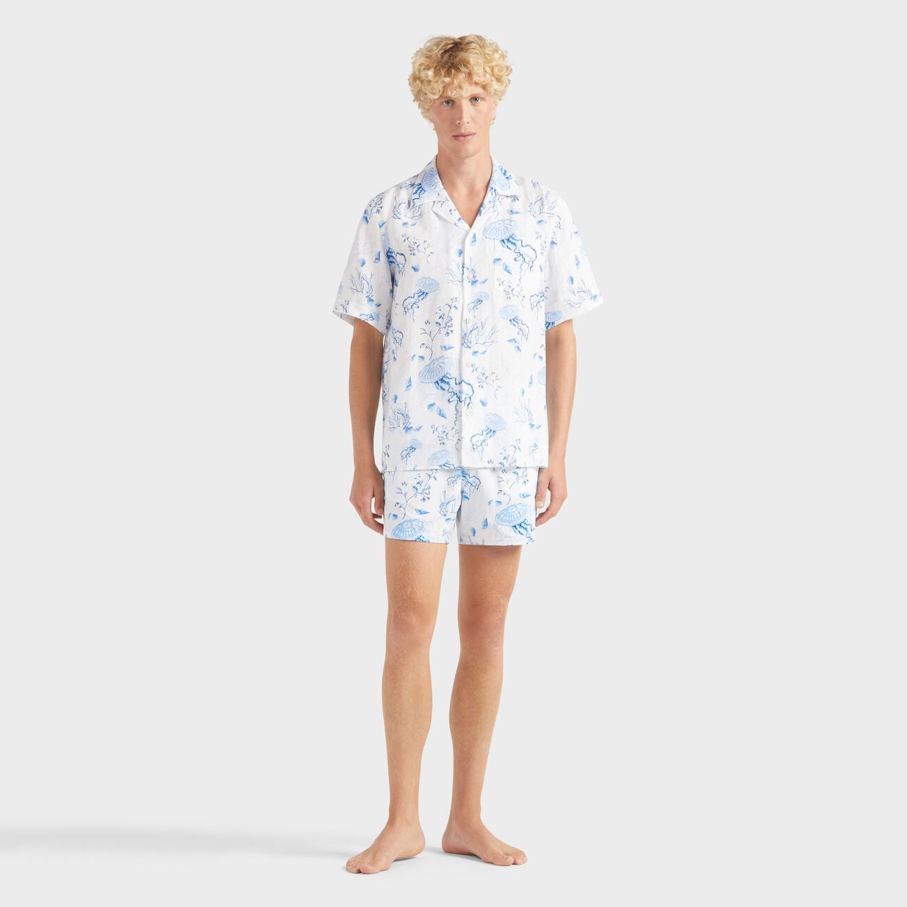 Men Bowling Linen Shirt Medusa And Shells