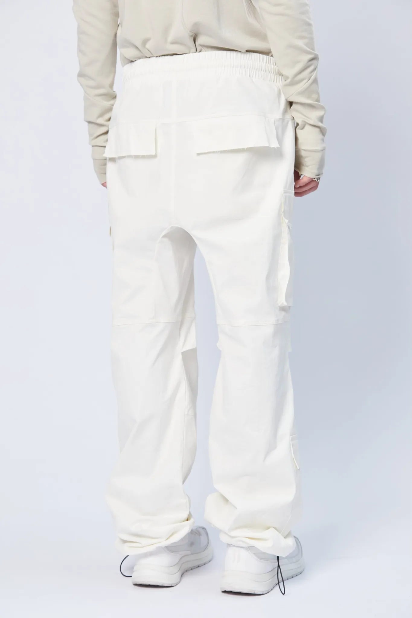Nylon Pockets Oversized Trousers - Cream