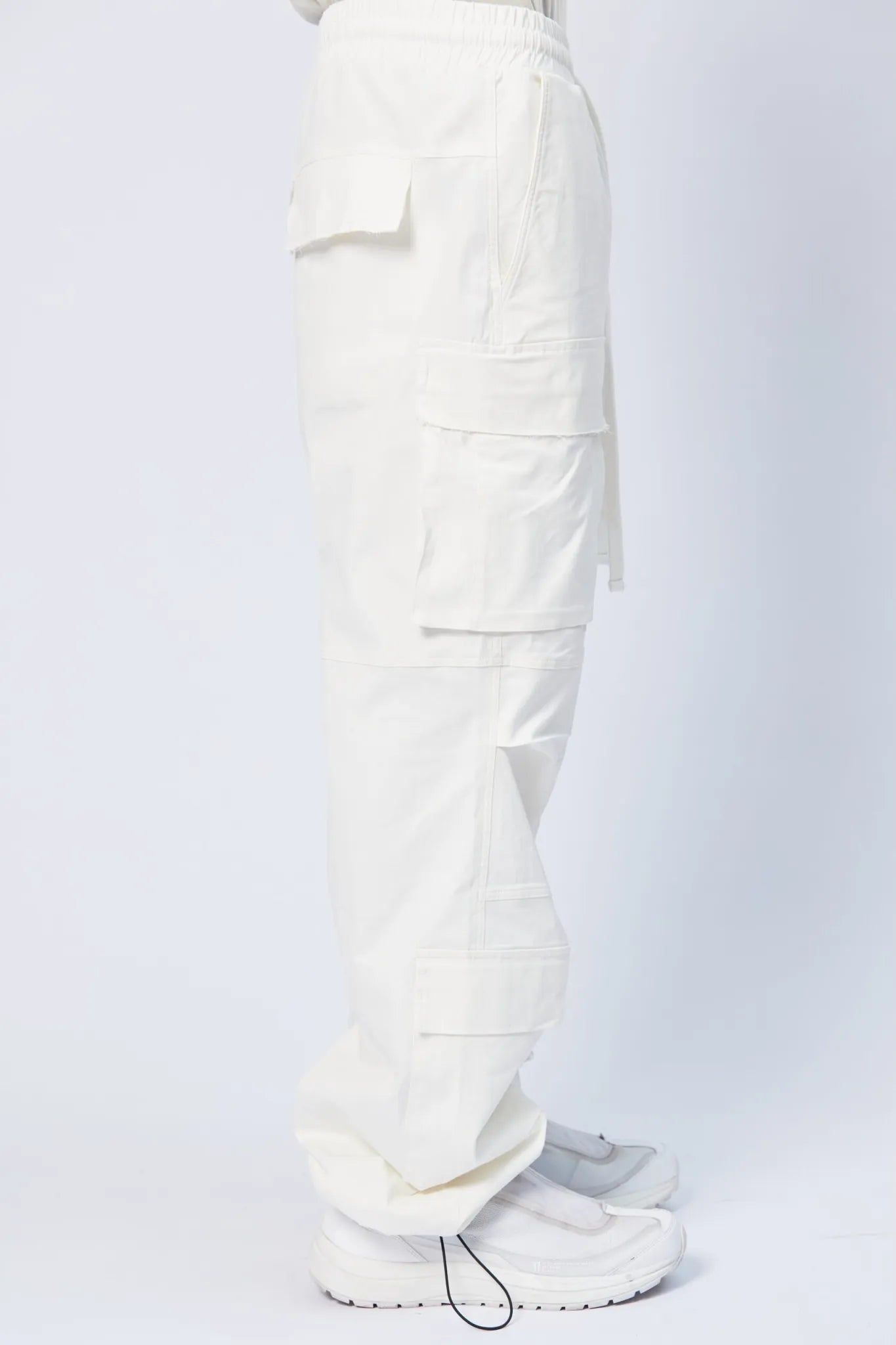 Nylon Pockets Oversized Trousers - Cream