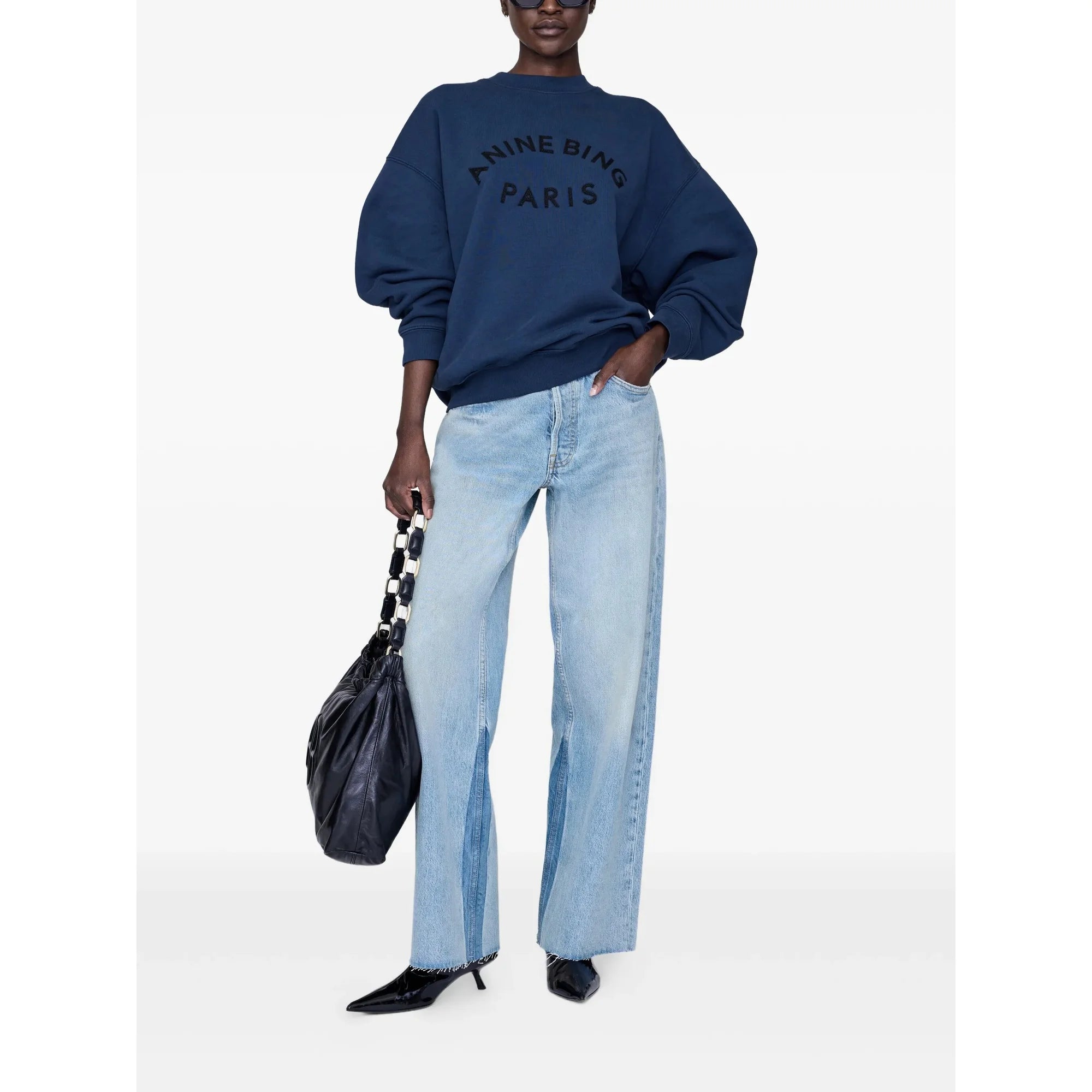 Jaci sweatshirt Paris - washed navy