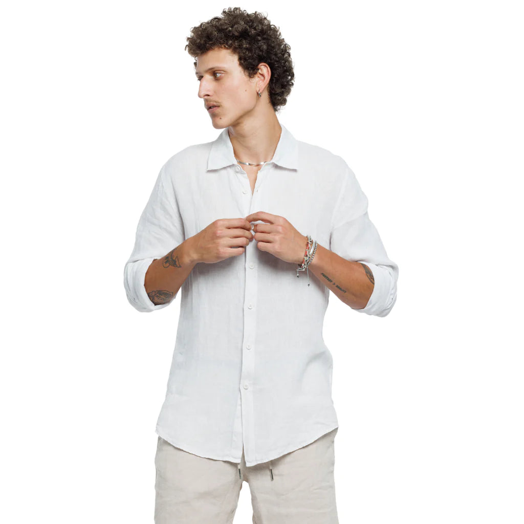 Como L/S Linen Shirt In White