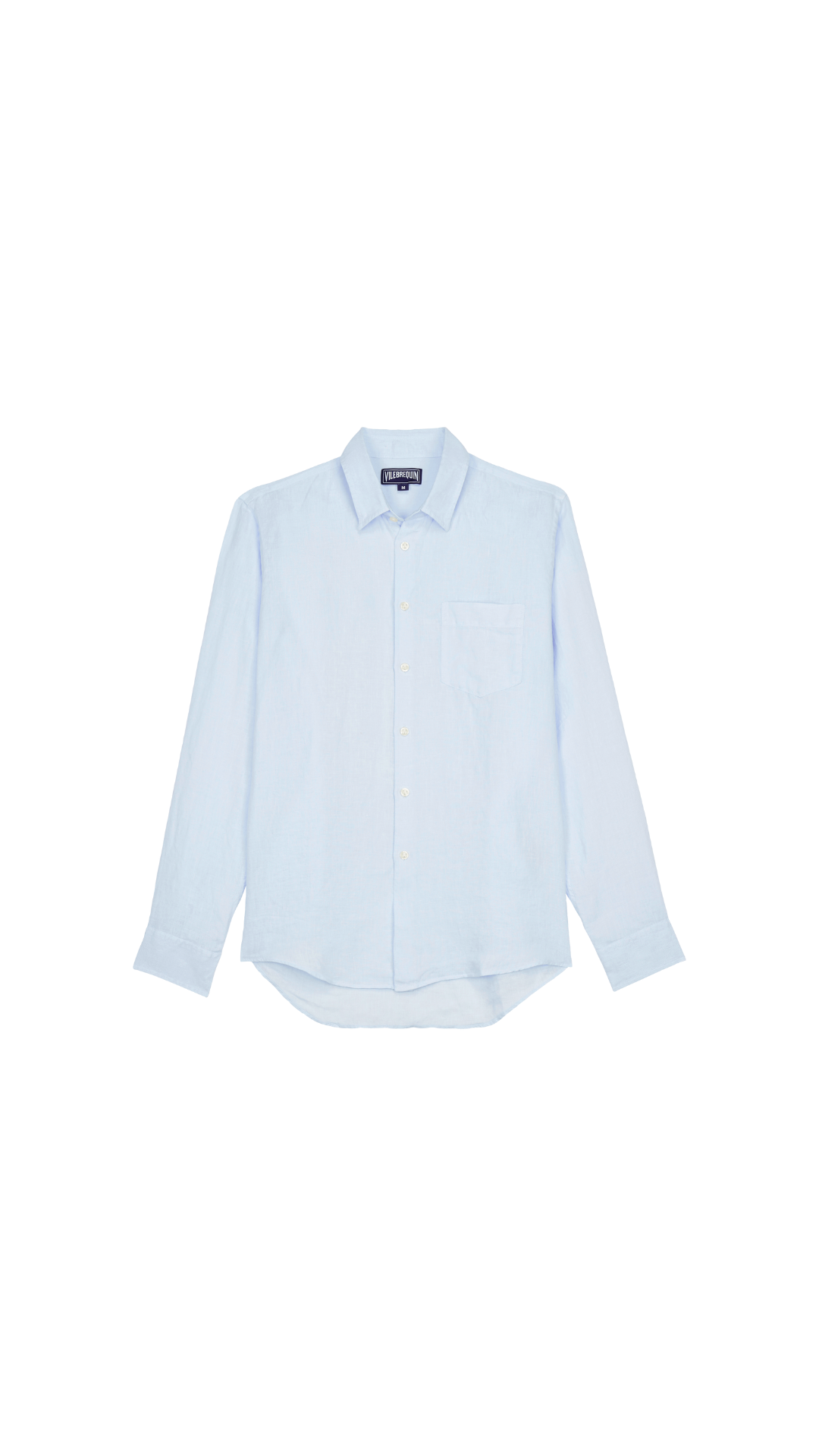 Men linen shirt solid sky blue