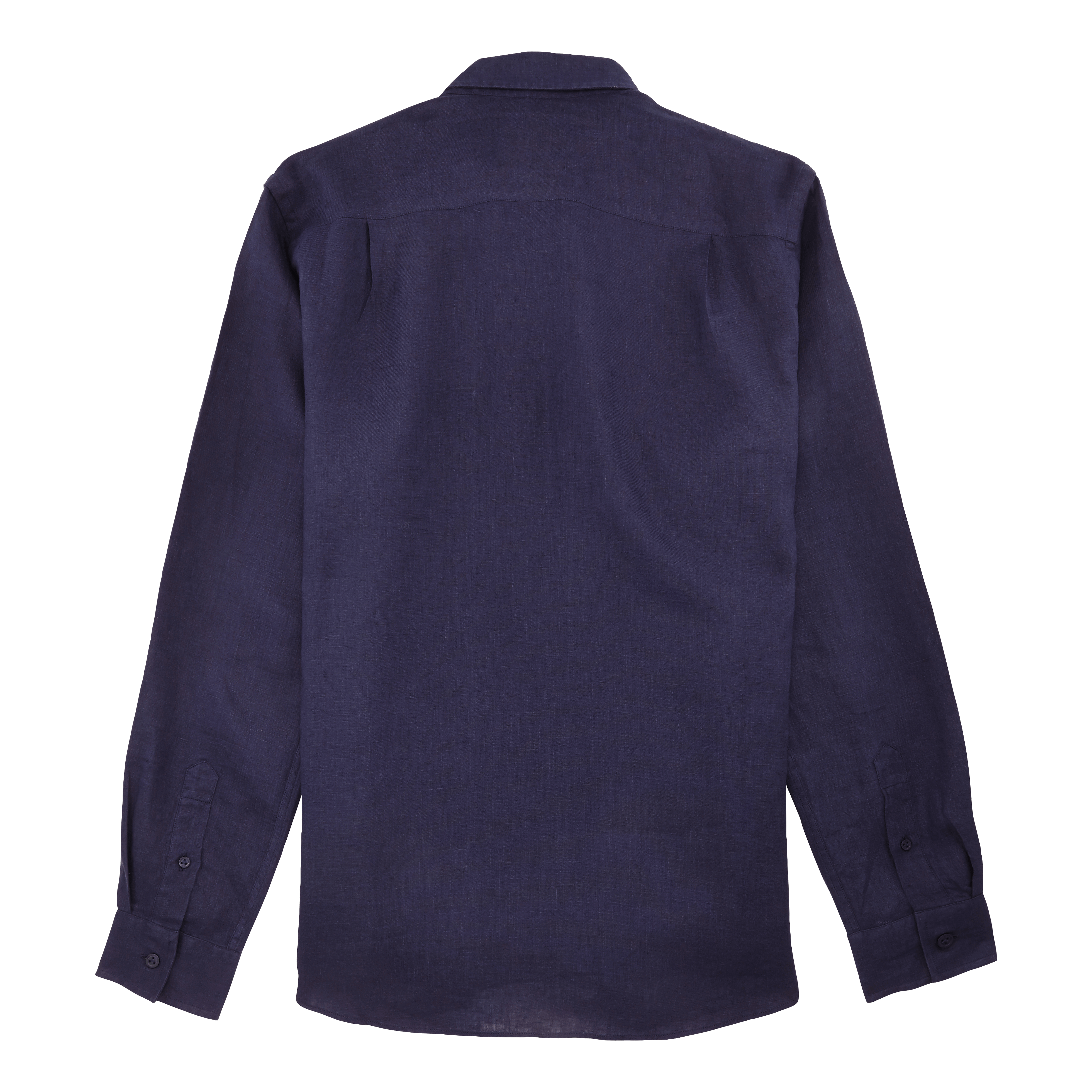 Men linen shirt solid navy blue
