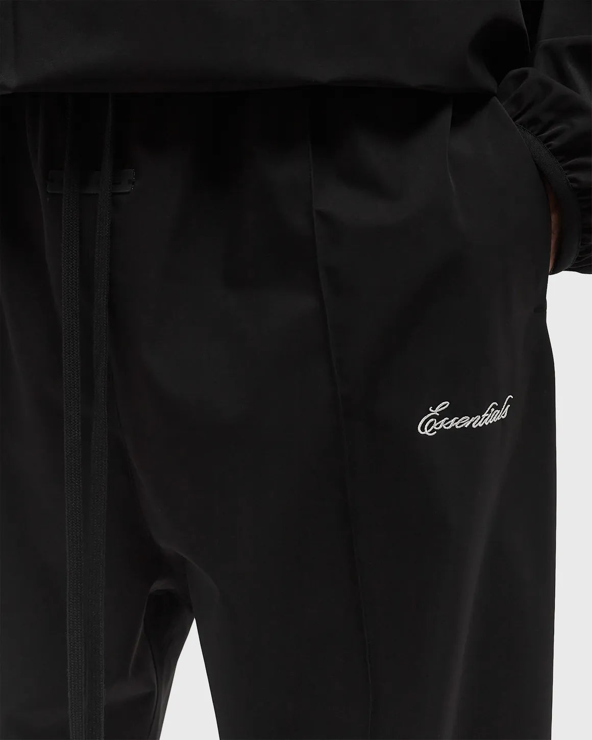 Sporty nylon track pant- jet black