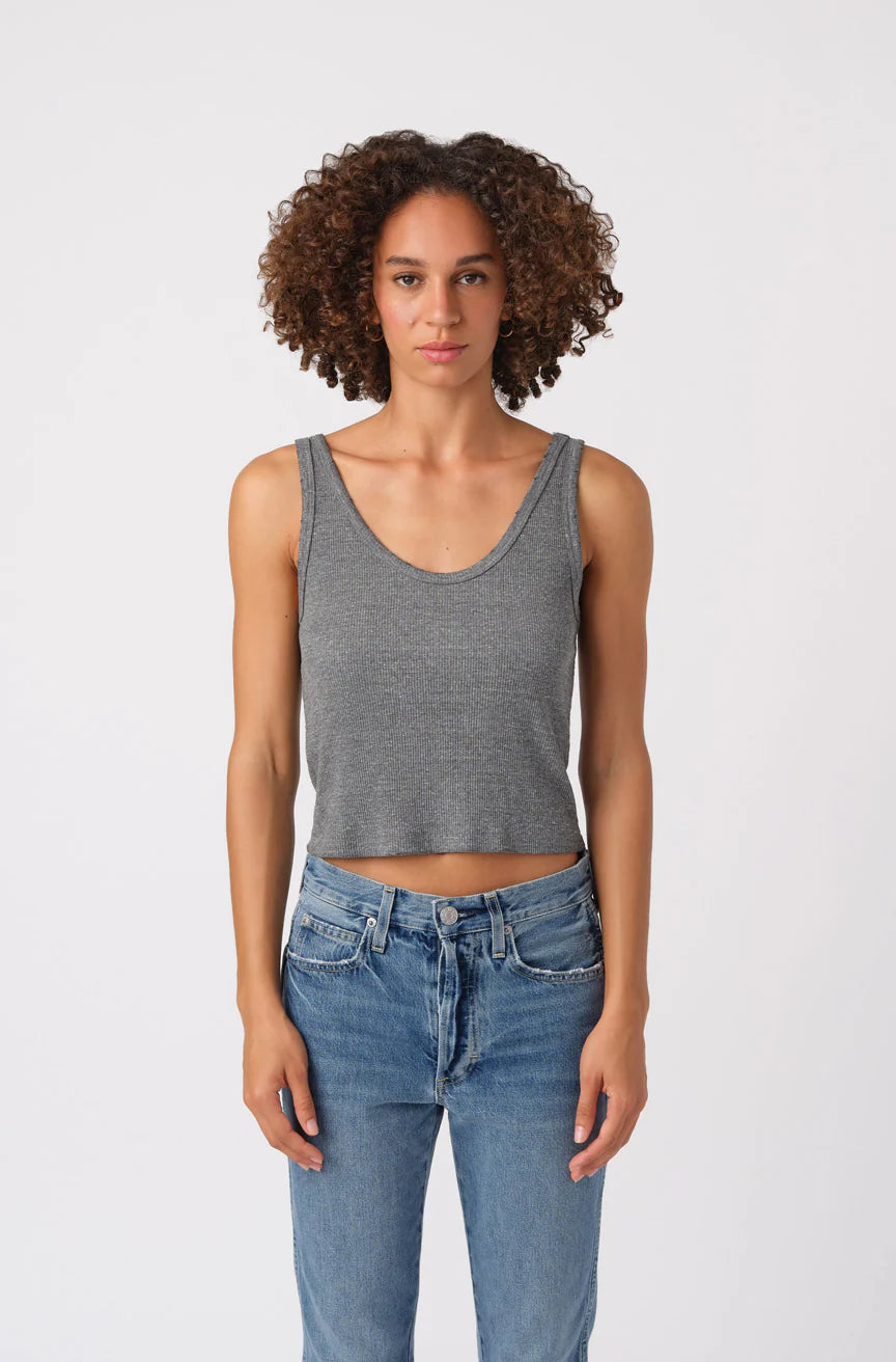 Crop rib tank - heather grey
