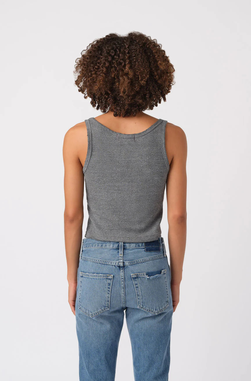 Crop rib tank - heather grey