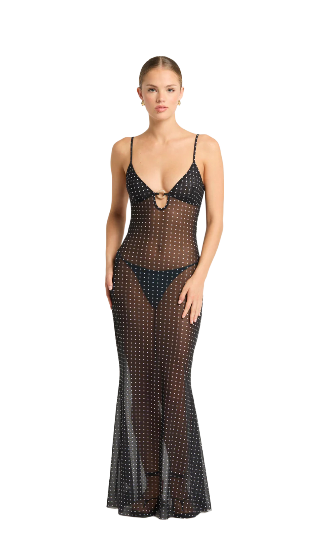Cindy ring maxi dress - polka dot